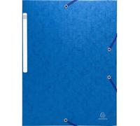 Exacompta 50x Chemises à élastiques carte lustrée 3 rabats monobloc Bleu 55752E