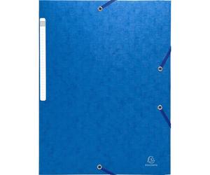 Exacompta 50x Chemises à élastiques carte lustrée 3 rabats monobloc Bleu 55752E
