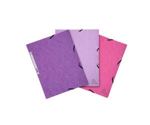 Exacompta 55574E 17x Lot de 3 chemises A4 à élastique et 3 rabats, Colorspan 400 g/m² - Candy