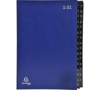 Exacompta 6x Trieur rigide 32 compartiments numériques 24x34cm Bleu 57042E