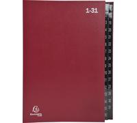 Exacompta 6x Trieur rigide 32 compartiments numériques 24x34cm Rouge 57035E