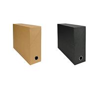 Exacompta 89528E Boite transfert toilée 9 cm Havane & 89521E Boite transfert toilée 9 cm Noir