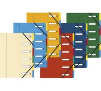 Exacompta - Réf. 5306E - Carton de 8 trieurs HARMONIKA - avec élastiques et fenêtres découpées - couverture en carte lustrée - dos extensible - 6 compartiments - pour A4 - dim 24,5 x 32cm - assorties