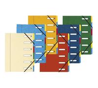 Exacompta - Réf. 5306E - Carton de 8 trieurs HARMONIKA - avec élastiques et fenêtres découpées - couverture en carte lustrée - dos extensible - 6 compartiments - pour A4 - dim 24,5 x 32cm - assorties