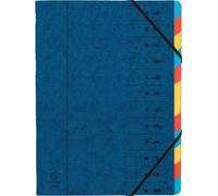 Exacompta 8x Trieur agrafé avec élastiques 12 compartiments Bleu 54122E