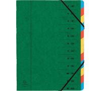 Exacompta 8x Trieur agrafé avec élastiques 12 compartiments Vert 54123E