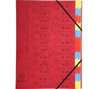 Exacompta 8x Trieur agrafé avec élastiques 24 compartiments Rouge 54245E
