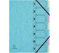 Exacompta 8x Trieur avec élastiques 7 compartiments A4 Bleu pastel 56562E