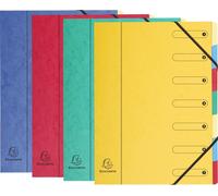 Exacompta - Réf. 5207E - Carton de 8 trieurs HARMONIKA - avec élastiques et fenêtres imprimées - couverture en carte lustrée - dos extensible - 7 compartiments - pour A4 - dim 24,5 x 32 cm - assorties