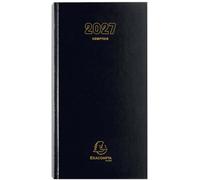 Exacompta - Agenda bureau Comptoir Euro et cents 15x27cm 2027 Noir | 1 Jour/page, Couverture rigide, Fabriqué en France