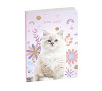 Exacompta - Agenda journalier Animaux 12x17cm - Août 2026 à juil 2027 Chat | 1 Jour/page la semaine et 2 Jours/page le W nd, Note, Coins détachables, Papier Clairefontaine, Fabriqué en France