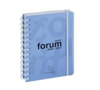 Exacompta Agenda journalier Linicolor 12x17cm - Août 2026 à juil 2027 Bleu | 1 Jour/page la semaine et 2 Jours/page le W nd, Coins détachables, Fermeture élastique, Fabriqué en France