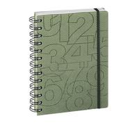 Exacompta - Agenda journalier Preston 12x17cm - Août 2026 à juil 2027 Kaki | 1 Jour/page la semaine et 2 Jours/page le W nd, Coins détachables, Fermeture élastique, Fabriqué en France
