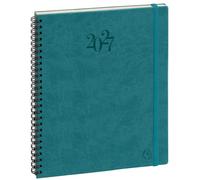 Exacompta Agenda semainier Eurotime 22S Swan 18,5x22,5cm Déc 2026-2027 Bleu | 7 jours sur 2 pages, RDV par 1/2 h, Spirale, Papier ivoire Clairefontaine, Fabriqué en France
