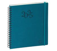 Exacompta Agenda semainier Eurotime Swan 18S - 17 x 15 cm à spirales - Bleu canard - 2027