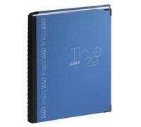 Exacompta - Agenda semainier Time 29-21x29,7cm - Janv à déc 2027 Bleu | 3 à 6 utilisateurs, La semaine sur 1 Page, RDV par 1/4 h, Spirale, Répertoire, Fabriqué en France