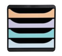Exacompta Module de classement Big Box Aquarel – 4 tiroirs A4+ – Noir / façades pastel