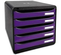 Exacompta Module de classement Big Box Plus 5 tiroirs violet glossy