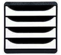 EXACOMPTA Bloc de classement BIG-BOX 4 Tiroirs A4+ 55 mm Noir/Blanc Glossy
