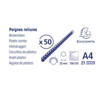 Baguette reliure anneaux plastique Exacompta 25 mm noir - Boite de 50