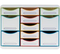 Exacompta Boîte à tiroirs STORE BOX MULTI 11 tiroirs ouverts blanc/arlequin