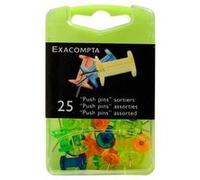 Exacompta - Boîte de 25 épingles Push Pins couleurs assorties translucides G
