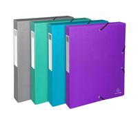 Exacompta Boîte de classement Exabox – Dos 40 mm, carte enduite Teksto – A4, couleurs assorties