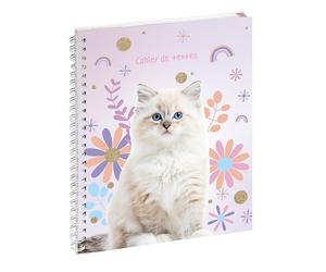 Exacompta - Cahier de textes à spirale Lovely 17x22cm Chat blanc
