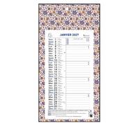 Exacompta - Calendrier mensuel Urban 15,5x28,5cm sur plaque - 2027 - Color | 12 Feuilles détachables, Carte perforée pour fixation murale, Fabriqué en France