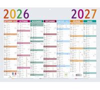Exacompta - Calendrier Multicolore 29,5x22cm - Sept. 2026-2027 Multicolore | 13 mois, Couleur différente chaque mois, Perforation pour fixation murale, Fabriqué en France