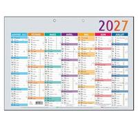 Exacompta - Calendrier Multicolore Semestriel 43x33,5cm - 2027 | 13 mois, Impression Recto Verso, Perforation pour fixation murale, Fabriqué en France