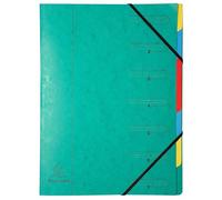 Exacompta - Carton de 12 trieurs dos agrafé - Avec élastiques - Format A4 | Couverture imprimée en carte lustrée et intérieur en carte recy 7 compartiments - Dim. 24,5 x 32 cm - Couleur vert