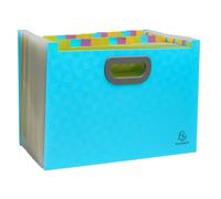 Exacompta - Carton de 4 Trieurs valisette extensibles ouverts avec poignées | Gamme Pop N'Co - Couverture en PP recyclé - Intérieur en PP - 24 compartiments - Dim. 33x23,5x25 cm - Couleur cyan