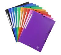 Exacompta - Réf. 55840E - Paquet de 10 chemises à élastiques Opak - pochettes 3 rabats - en polypropylène opaque - dimensions 24 x 32 cm pour documents au format A4 - 10 couleurs assorties