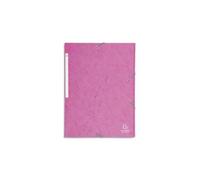 Exacompta Chemise 3 Rabats Et Élastique Monobloc , Carte Lustrée 5/10e Rose, Élastique Fixé Devant
