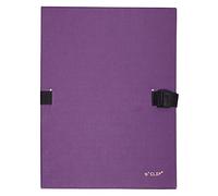 Exacompta – Chemise à dos extensible N'clip – Papier toilé vernis, rabat, fermeture clip – Violet
