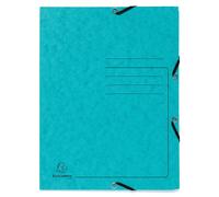 EXACOMPTA Chemise à élastique 3 rabats carte lustrée 355gm2 - A4 - Turquoise