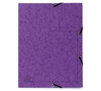 EXACOMPTA Chemise à élastique 3 rabats carte lustrée 355gm2 - A4 - Violet