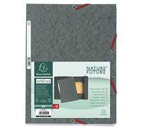 Exacompta - Chemise à élastiques 3 rabats avec étiquette 24x32 cm Carte lustrée 400 g/m² Gris