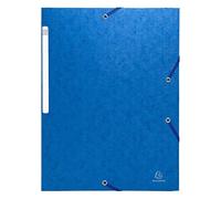 Exacompta Chemise à élastiques Carte lustrée monobloc 3 rabats Bleu