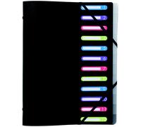 Trieur polypropylène 3 rabats 12 compartiments OPAK - Noir