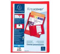 Exacompta Chemise de présentation Krea Cover – polypropylène souple A4 avec pochette cristal – Rouge