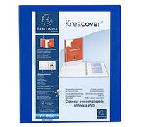 Exacompta Classeur PP Kreacover personnalisable – 4 anneaux en D 30 mm – A4 Maxi – Bleu