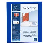 Exacompta Classeur PP personnalisable Kreacover - 4 anneaux en D 25 mm - A4 maxi - Bleu