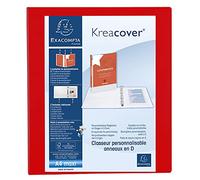 Classeur PP personnalisable Kreacover - 4 anneaux en D 25mm - A4 maxi - Rouge