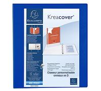 EXACOMPTA Classeur PP personnalisable Kreacover - 4 anneaux en D 40mm - A4 maxi - Bleu