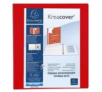 Exacompta Classeur PP personnalisable Kreacover – 4 anneaux en D 40 mm – A4 Maxi – Rouge