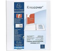 Exacompta Classeur Kreacover personnalisable PEVA 4 anneaux en D 32x29 cm Dos 72 mm Blanc G