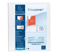 EXACOMPTA Classeur personnalisable rigide 2 poches KreaCover - 2 anneaux en D 40mm - A4 maxi - Blanc