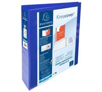 Classeur personnalisable rigide 2 poches KreaCover - 4 anneaux en D 40mm - A4 maxi - Bleu